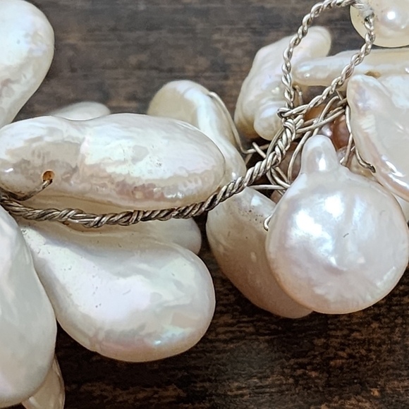 FRESHWATER Pearl Mother Of Pearl Flower Necklace Sterling Silver Hawaiian Shell. - Picture 11 of 16